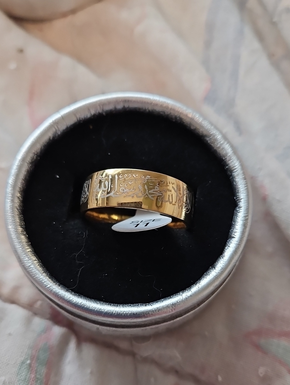 BRAND NEW ** Gold-Tone Arabic Script Wide Band Ring